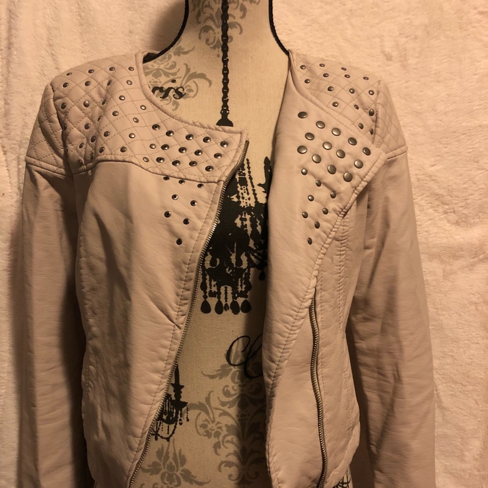 Charlotte Russe Pink Studded Faux Leather Jacket